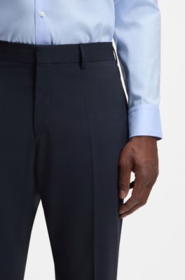 Slim-fit trousers in stretch wool, Dark Blue