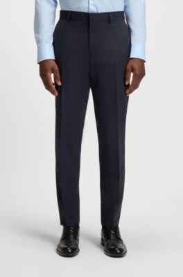 Slim-fit broek van stretchwol, Donkerblauw