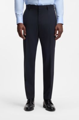 Pantalon Slim en mohair stretch, Bleu fonc&eacute;