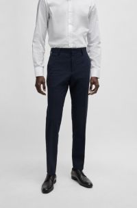 Pantalon Slim en laine vierge stretch, Bleu foncé