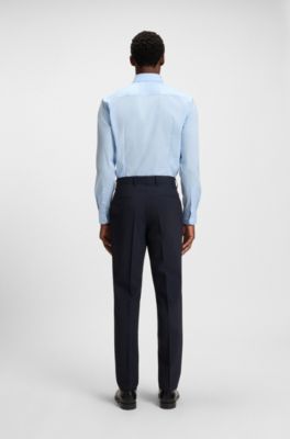 Slim-fit broek van stretchwol, Donkerblauw