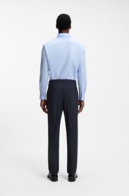 Slim-fit broek van stretchwol, Donkerblauw