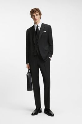 Single-breasted waistcoat in a stretch-wool blend, Black