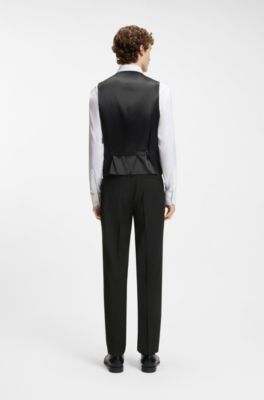 Single-breasted waistcoat in a stretch-wool blend, Black