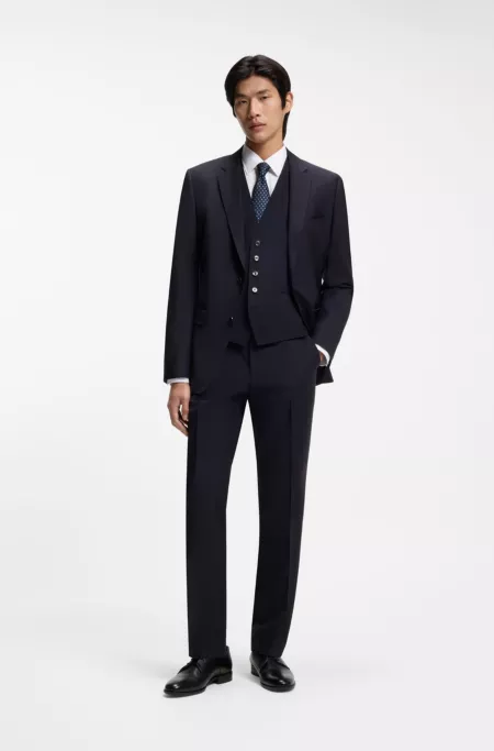 Gilet droit en laine mélangée stretch