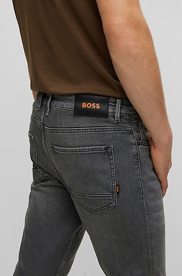 BOSS 博斯灰色舒适弹力修身牛仔裤,  032_Medium Grey