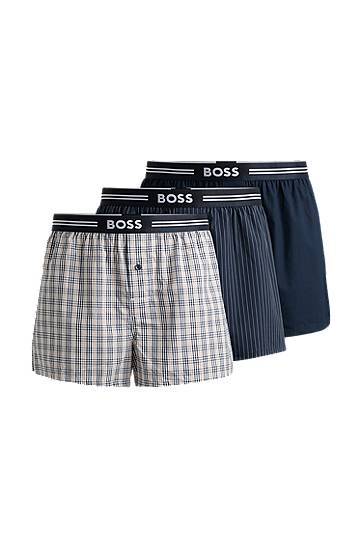 Three-pack of pyjama shorts in cotton poplin, Hugo boss