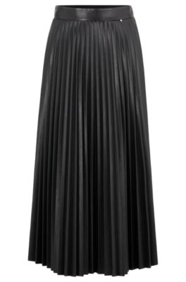BOSS - A-line midi-length skirt in faux leather