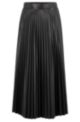 A-line midi-length skirt in faux leather , Black