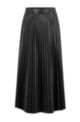 A-line midi-length skirt in faux leather , Black