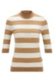 Slim-fit sweater in virgin wool with block stripes, Beige Patterned