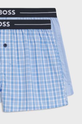 Bermuda del pigiama in cotone con elastico in vita con logo in confezione da due, Celeste