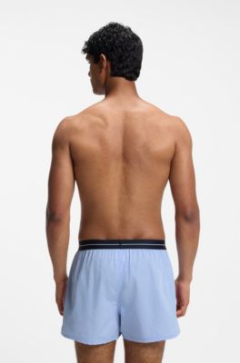 Bermuda del pigiama in cotone con elastico in vita con logo in confezione da due, Celeste