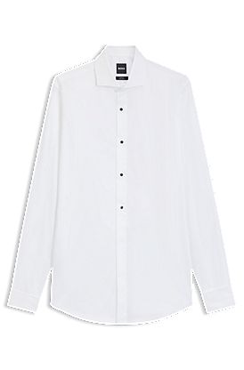 Slim-fit dress shirt in easy-iron stretch-cotton poplin