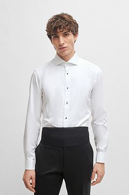 BOSS - Slim-fit shirt in easy-iron cotton-blend poplin