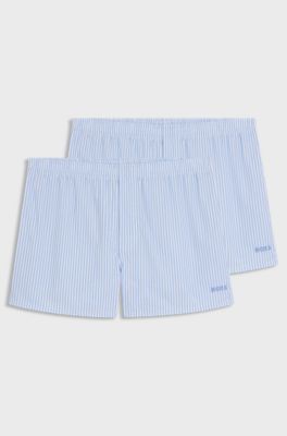 Two-pack of cotton pyjama shorts with embroidered logo, Light Blue