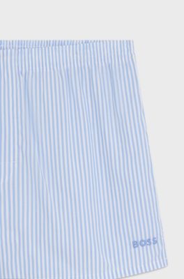 Two-pack of cotton pyjama shorts with embroidered logo, Light Blue