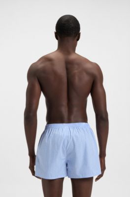 Two-pack of cotton pyjama shorts with embroidered logo, Light Blue