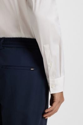 Extra-slim-fit shirt in easy-iron cotton-blend poplin, White