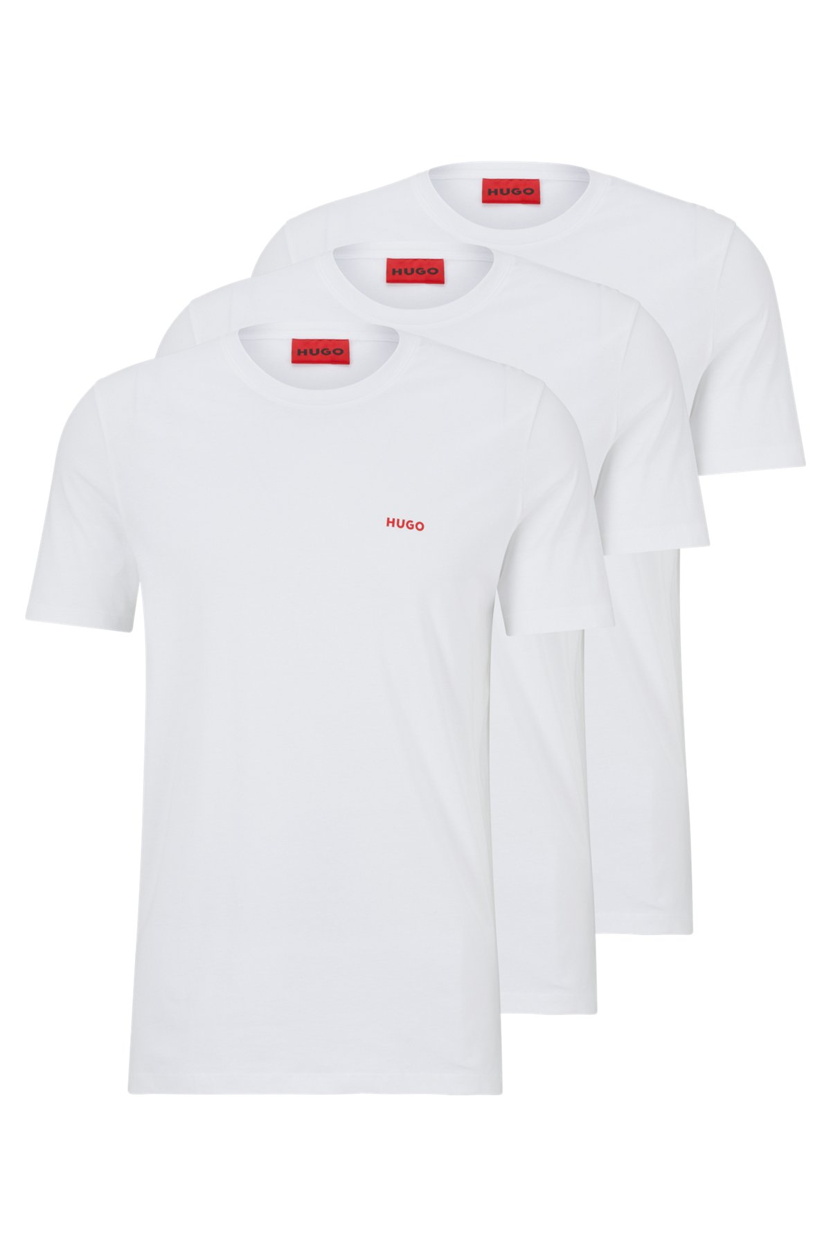 Triple-pack of cotton underwear T-shirts with logo print, White
