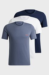 Triple-pack of cotton underwear T-shirts with logo print, White / Blue