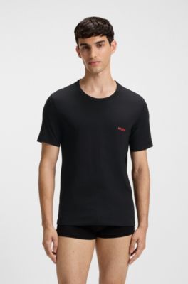 Lot de trois t-shirts en coton, Vert / Noir / Blanc