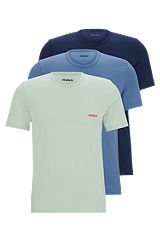 Triple-pack of cotton underwear T-shirts with logo print, Light Green
