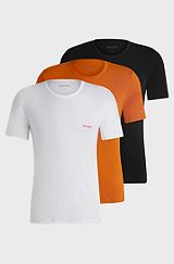 Triple-pack of cotton underwear T-shirts with logo print, Orange