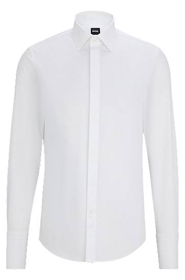 Slim-fit dress shirt in easy-iron stretch cotton, Hugo boss
