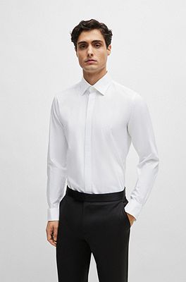 Mens slim fit no iron sale dress shirts