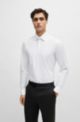 Slim-fit dress shirt in easy-iron stretch cotton, White