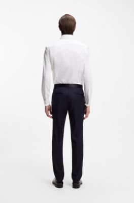 Slim-fit dress shirt in easy-iron stretch cotton, White