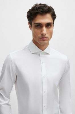 BOSS - Slim-fit shirt in stretch cotton with double cuffs