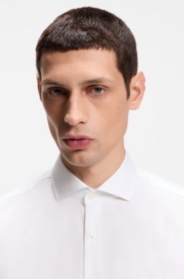 Slim-fit shirt in stretch-cotton twill, White