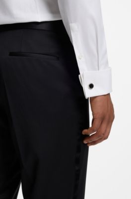 Slim-fit shirt in stretch-cotton twill, White