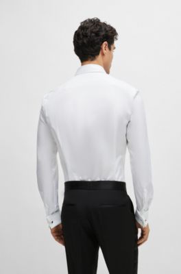 BOSS - Slim-fit shirt in stretch cotton with double cuffs