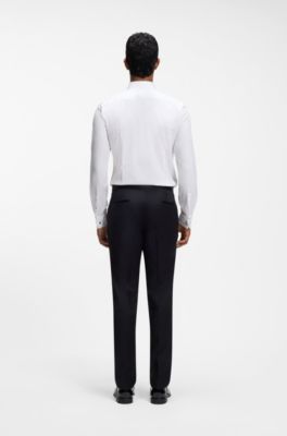Slim-fit shirt in stretch-cotton twill, White