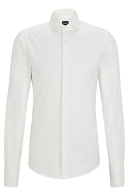 BOSS Slim fit shirt in stretch cotton with double cuffs