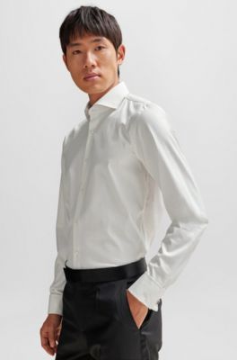 BOSS - Slim-fit shirt in stretch cotton with double cuffs