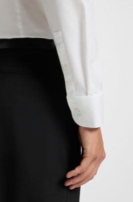 Slim-fit skjorta i high performance-bomull med struktur, Vit