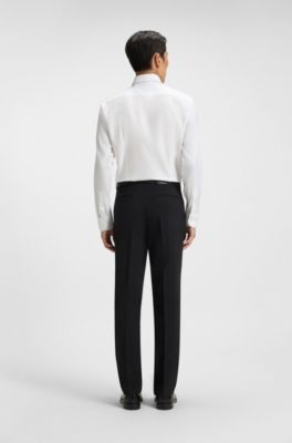 Slim-fit overhemd van gestructureerde hoogwaardige katoen, Wit