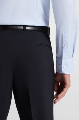 Slim-fit shirt in high-performance structured cotton, Light Blue