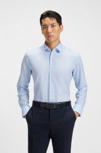 Slim-Fit Hemd aus strukturierter High-Performance-Baumwolle, Hellblau