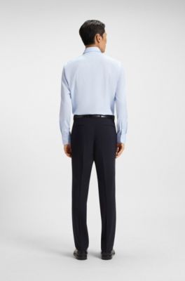 Slim-fit shirt in high-performance structured cotton, Light Blue