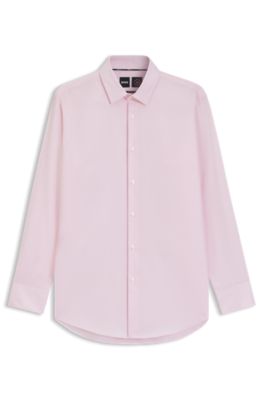 Slim-fit shirt in high-performance structured cotton, Light Pink