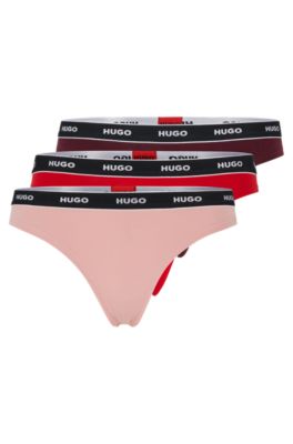 HUGO - stretch-cotton of Three-pack briefs with thong logos