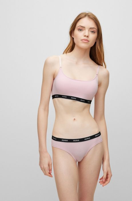 HUGO BOSS Donna Abbigliamento Intimo Reggiseni Senza ferretti Bralette in cotone elasticizzato con fascia con logo in confezione da due 