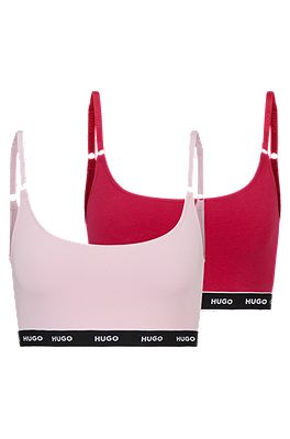 HUGO with logo band of stretch-cotton - Two-pack bralettes