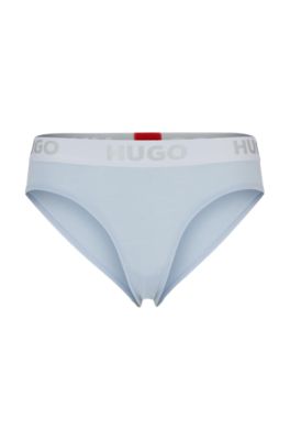 HUGO - Slip aus Stretch-Baumwolle mit mittlerer Bundhöhe und Logo-Bund