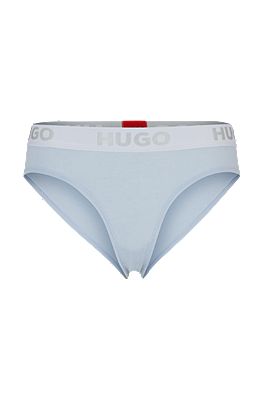 HUGO - Slip aus Stretch-Baumwolle mit mittlerer Bundhöhe und Logo-Bund
